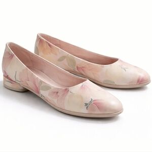 ECCO Anine Leather Ballerina Flats Floral Comfort Shoes Size 9